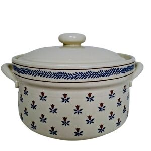 Vintage Sanyei Country Field Covered Stoneware Casserole Dutch Oven